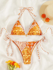 Stijlvolle bikini met bloemen- en geoprint - Louise