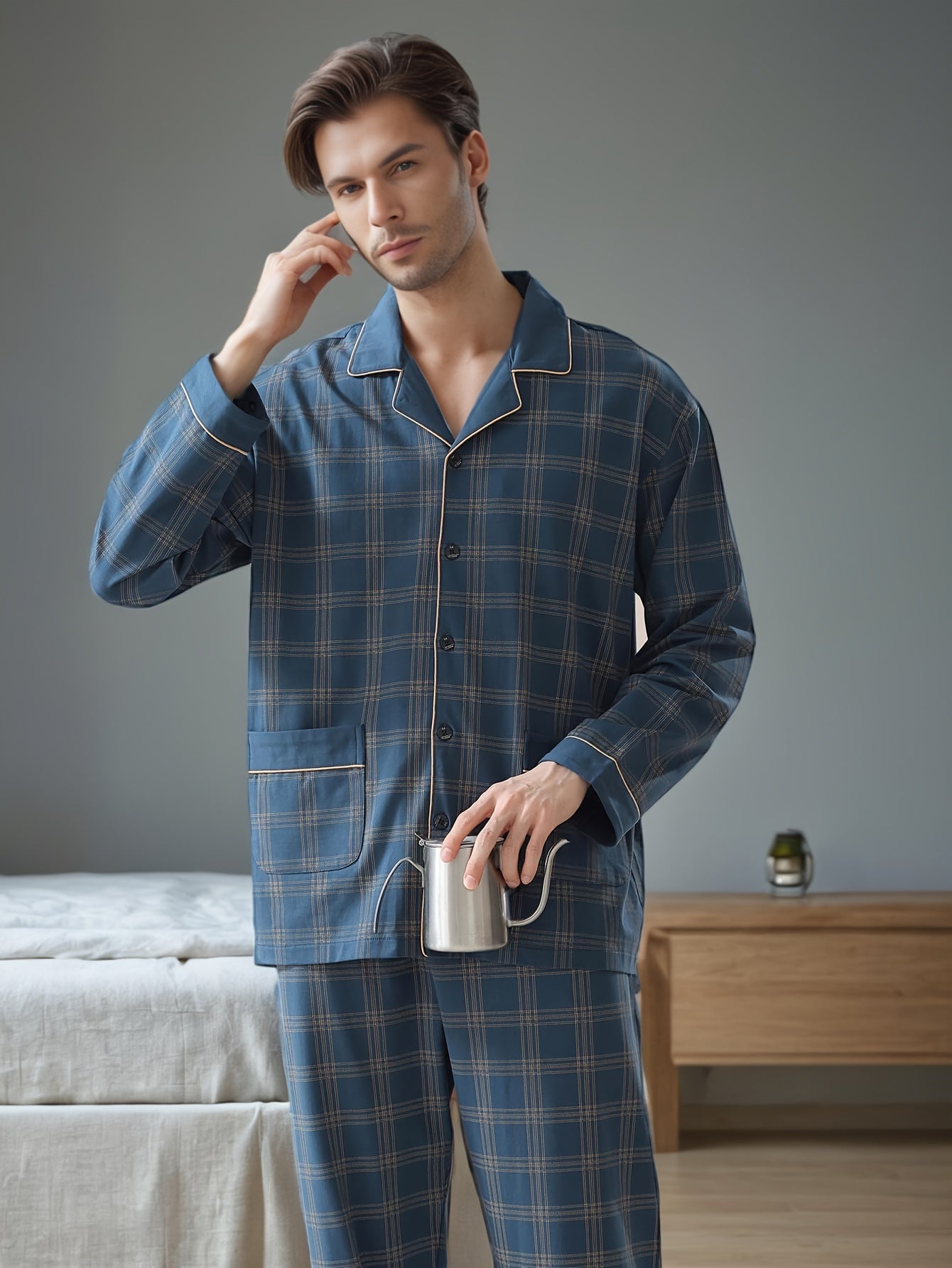 Zachte geruite pyjamaset voor heren - Lorenzo