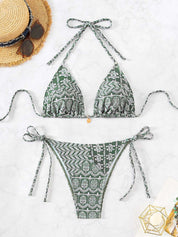Stijlvolle bikini met bloemen- en geoprint - Louise