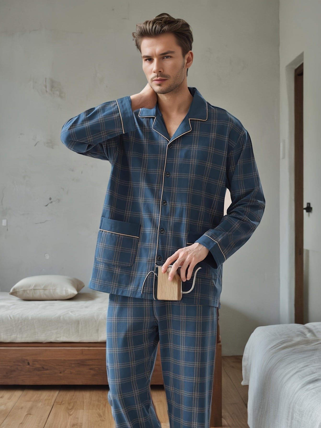 Zachte geruite pyjamaset voor heren - Lorenzo