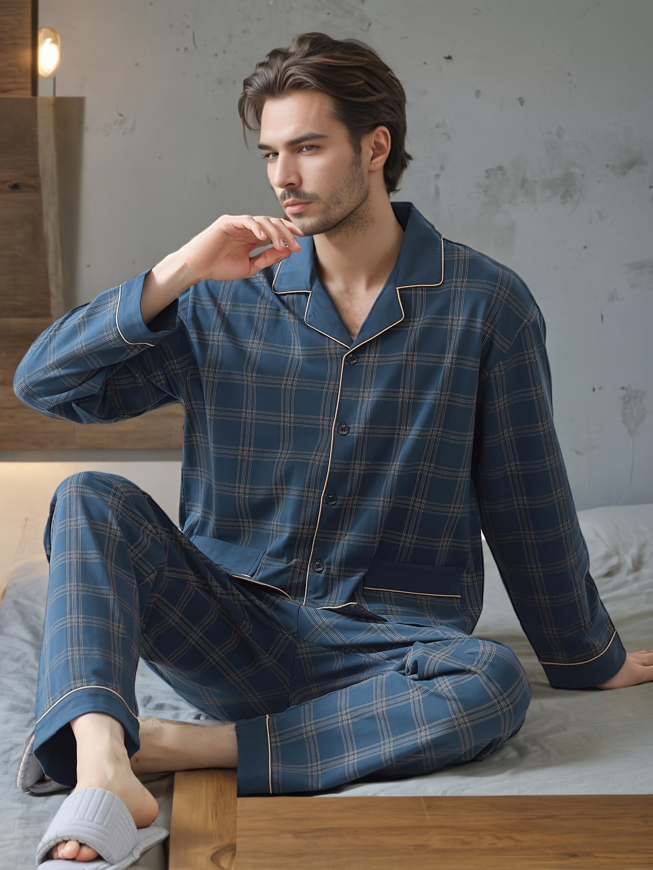 Zachte geruite pyjamaset voor heren - Lorenzo