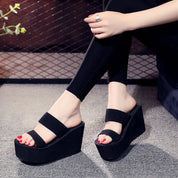 Zwarte sandalen met teenslippers met dikke zool - Lexi