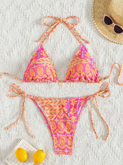 Stijlvolle bikini met bloemen- en geoprint - Louise