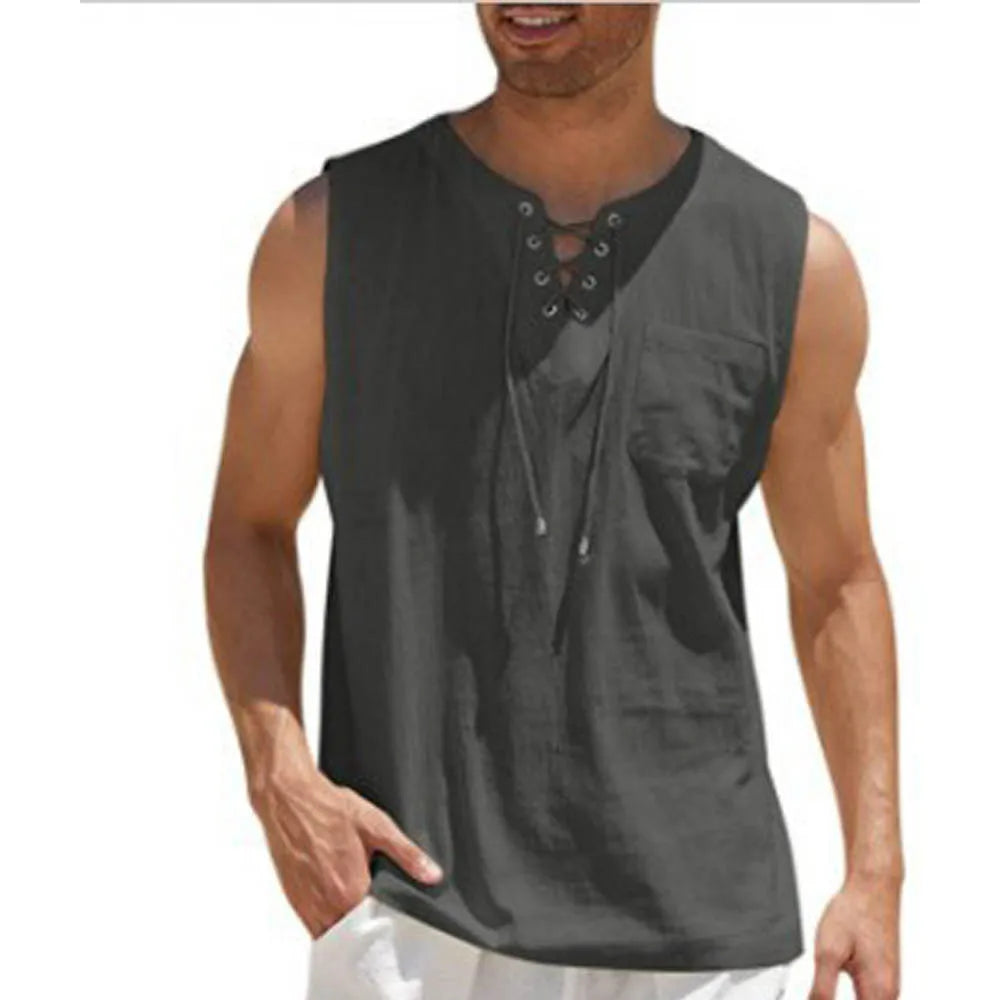 Katoen linnen mouwloze tanktop - Colson