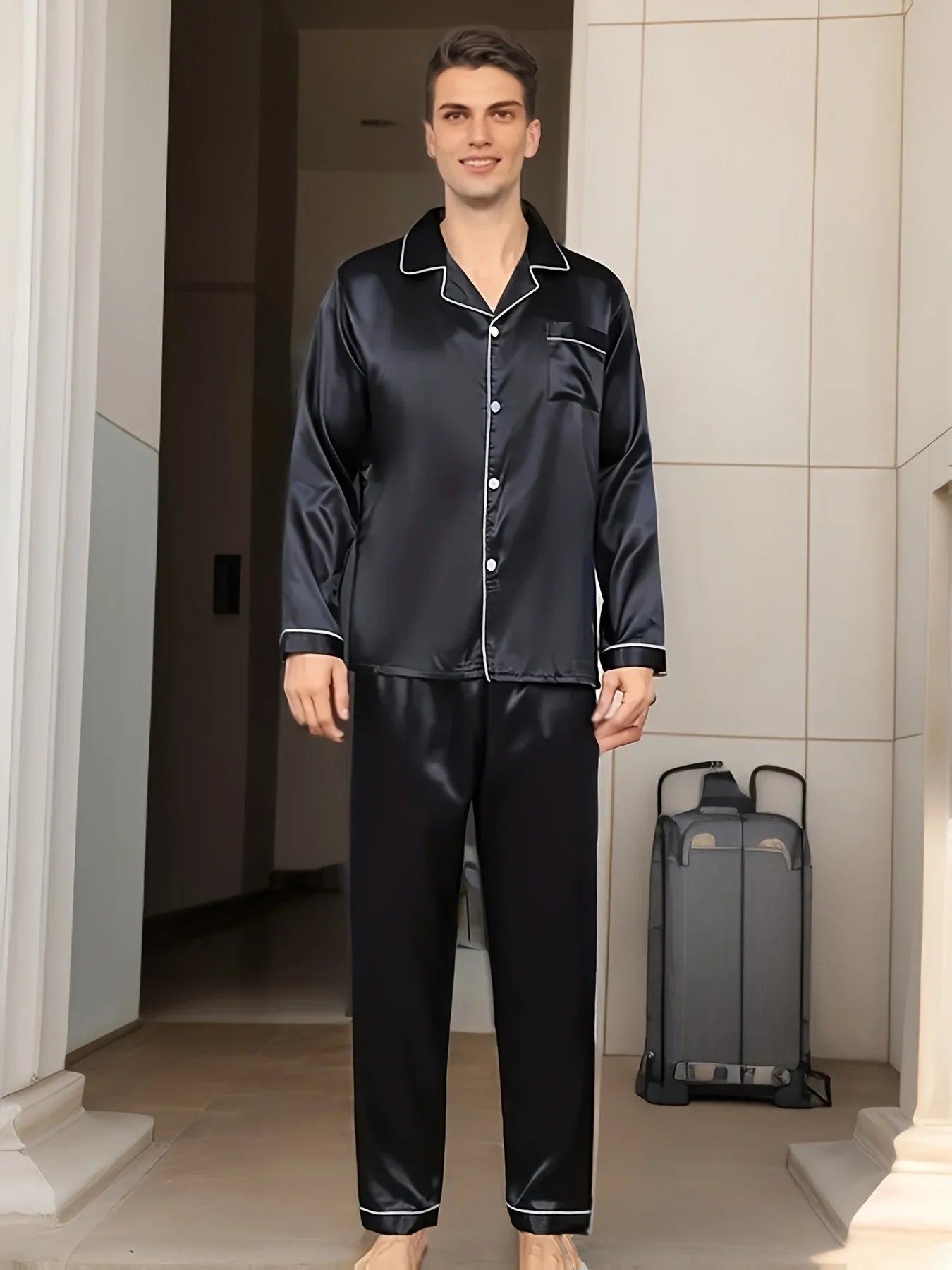 Herenpyjama set van zijde en satijn - Mahvir