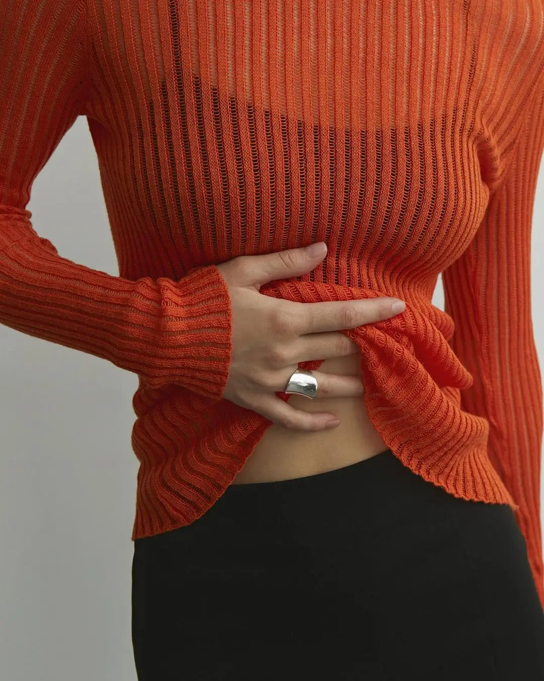 Transparant gestreept T-shirt met lange mouwen - Kaitlyn
