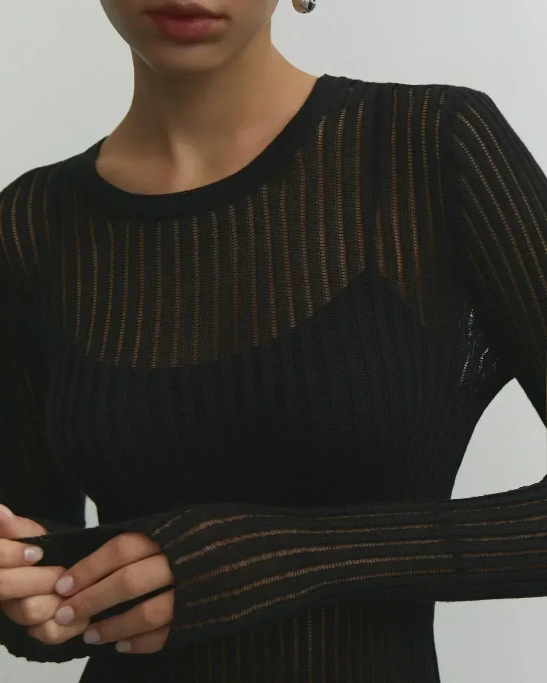 Transparant gestreept T-shirt met lange mouwen - Kaitlyn