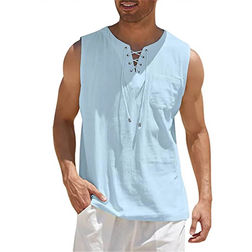 Katoen linnen mouwloze tanktop - Colson