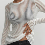 Transparant gestreept T-shirt met lange mouwen - Kaitlyn