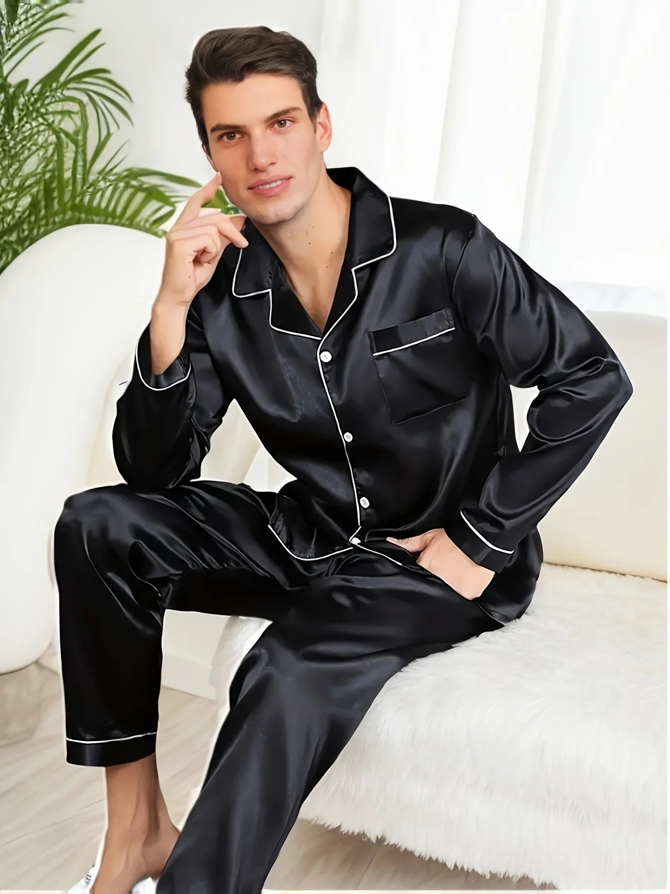 Herenpyjama set van zijde en satijn - Mahvir
