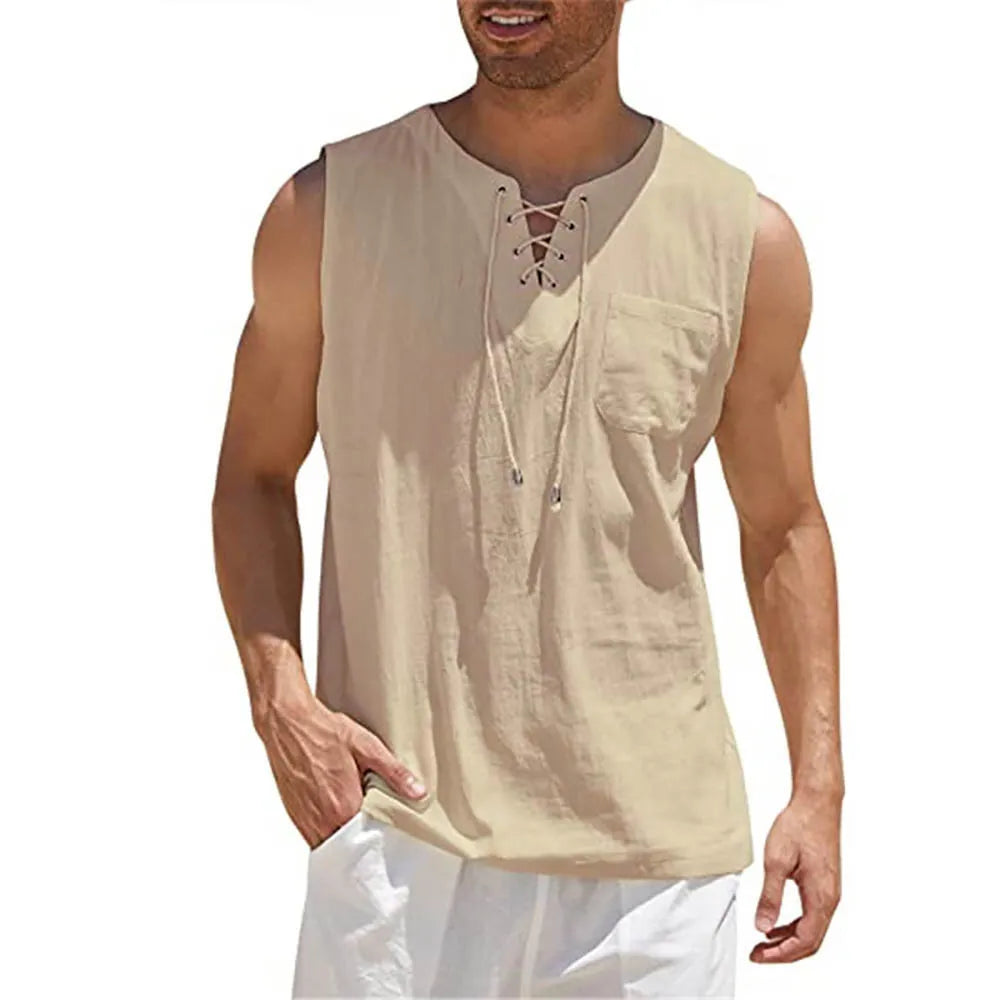 Katoen linnen mouwloze tanktop - Colson