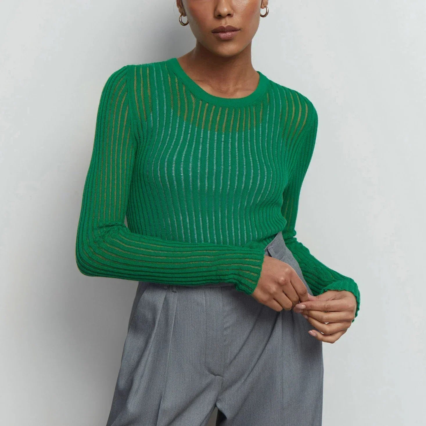 Transparant gestreept T-shirt met lange mouwen - Kaitlyn