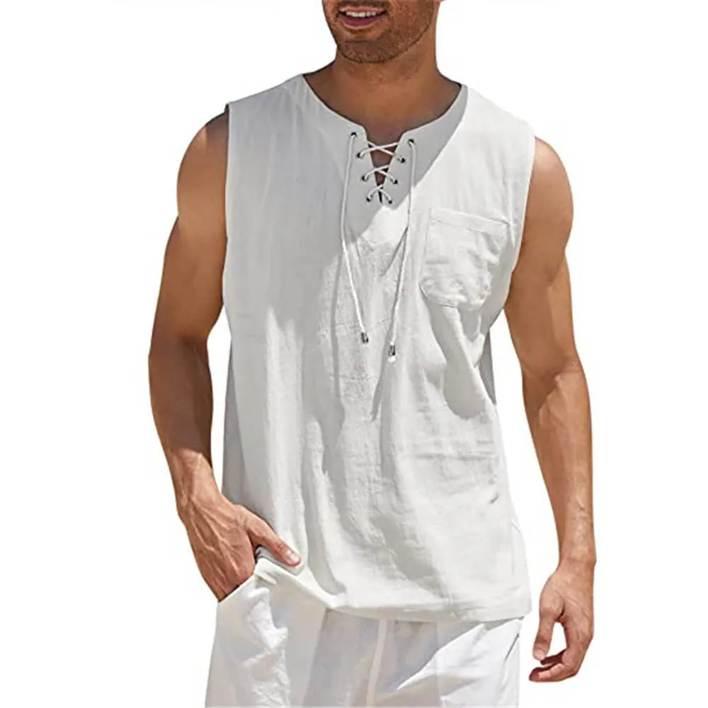 Katoen linnen mouwloze tanktop - Colson
