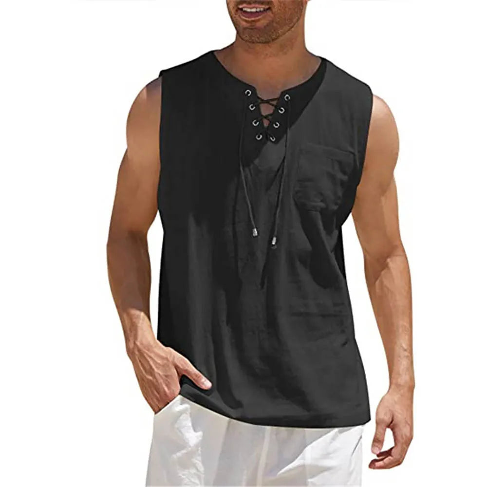 Katoen linnen mouwloze tanktop - Colson