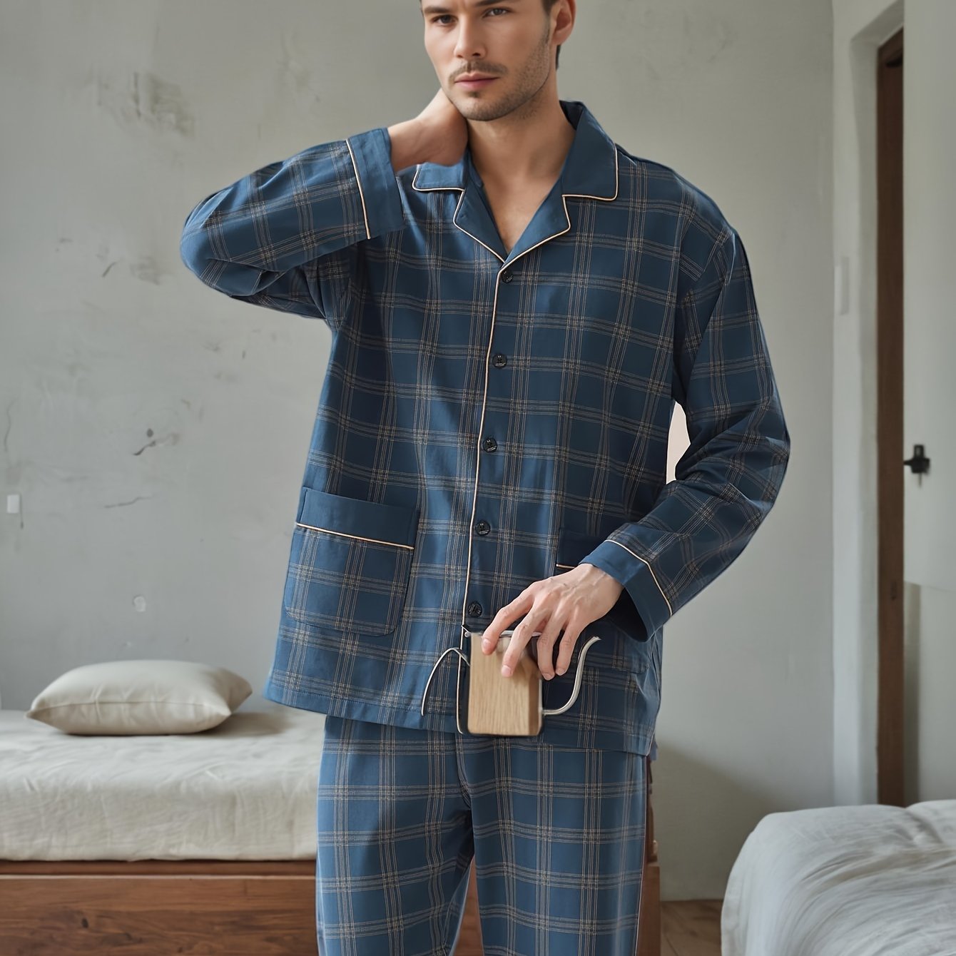 Zachte geruite pyjamaset voor heren - Lorenzo
