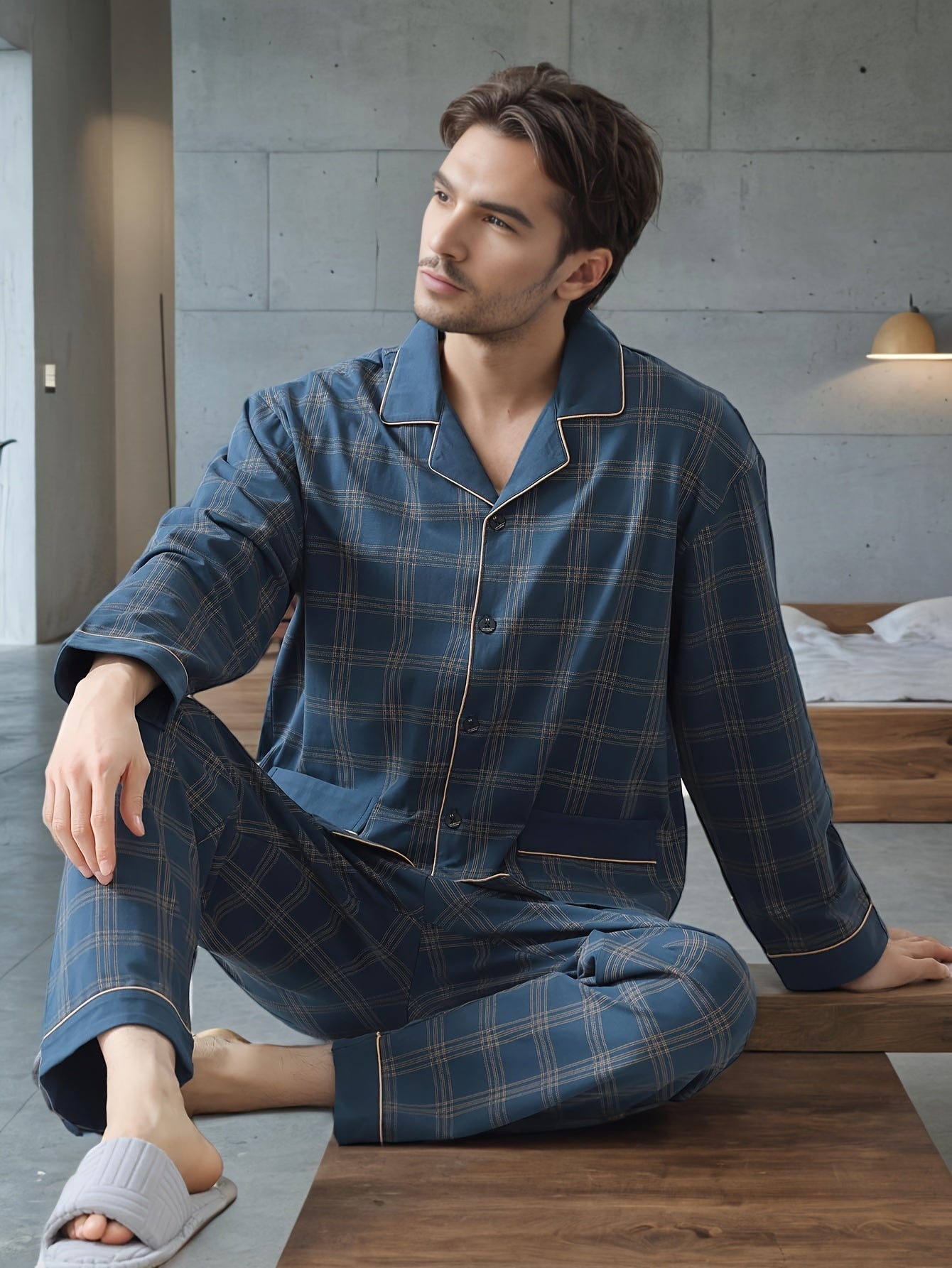 Zachte geruite pyjamaset voor heren - Lorenzo