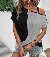 Asymmetrisch kleurenblok T-shirt - Nellie