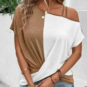 Asymmetrisch kleurenblok T-shirt - Nellie